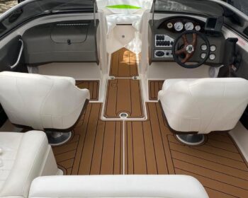 Boat Interior, white seats and brown gator step